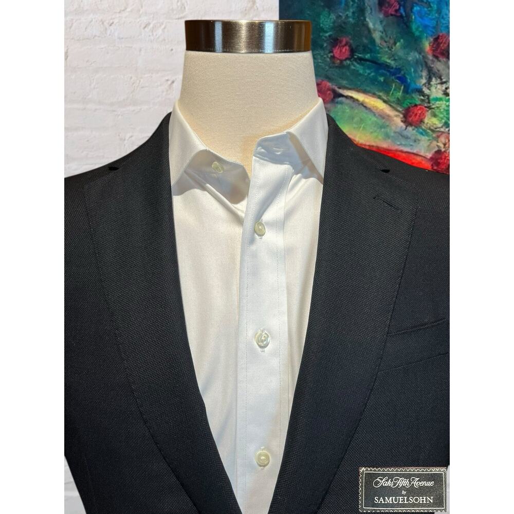 New Samuelsohn Blazer 40R Black Textured S130s Sport Jacket NWT $998 - Picture 7 of 16